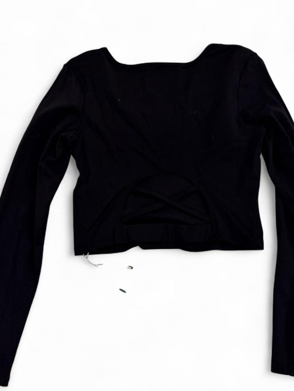HALARA Black Long Sleeve Cropped Top with Back Cutout